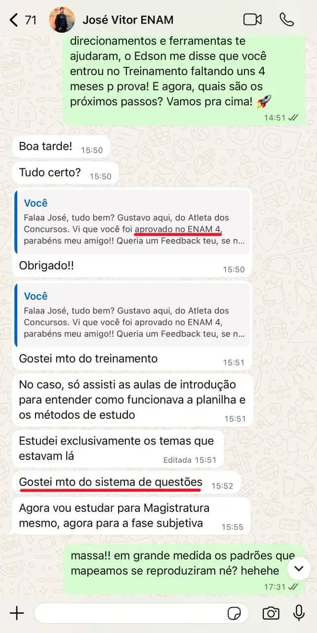 Depoimento José Vitor - Aprovado ENAM 4