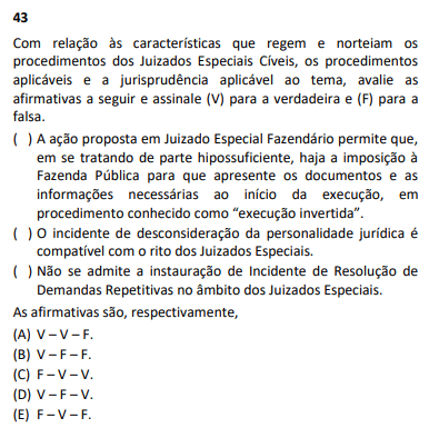 Questão 43 - Processo Civil