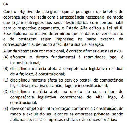 Questão 64 - Constitucional