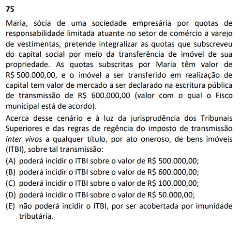 Questão 75 - Tributário