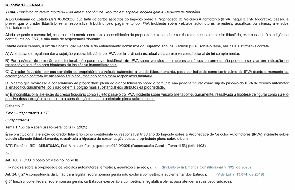 Questão 15 do ENAM 5