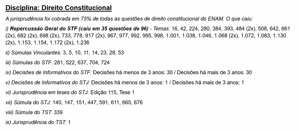 Big Eye: listagem do conhecimento cobrado pelo ENAM nos 134 pontos