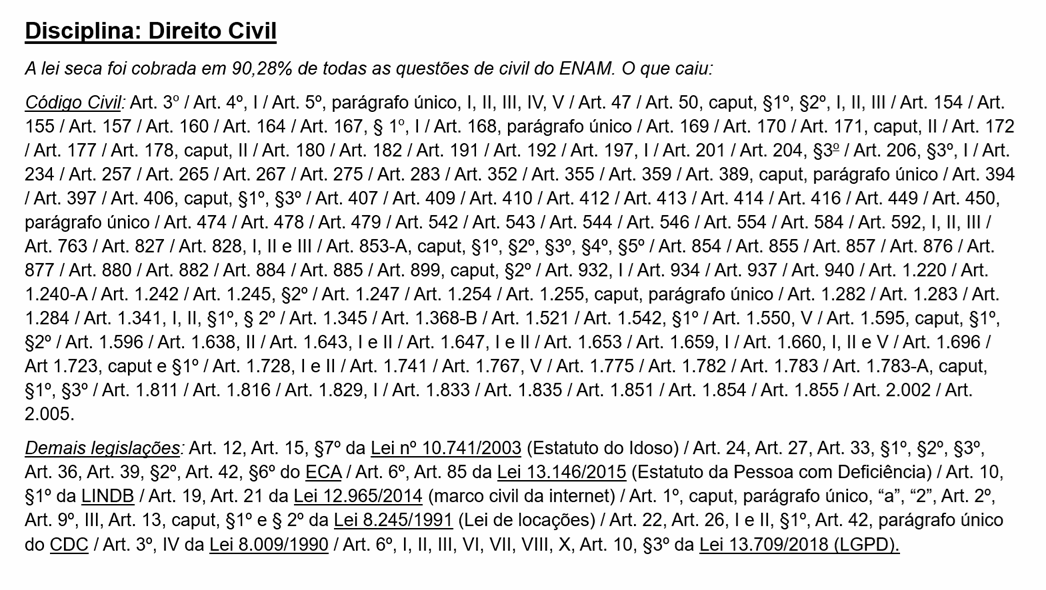 Big Eye: listagem do conhecimento cobrado pelo ENAM nos 134 pontos