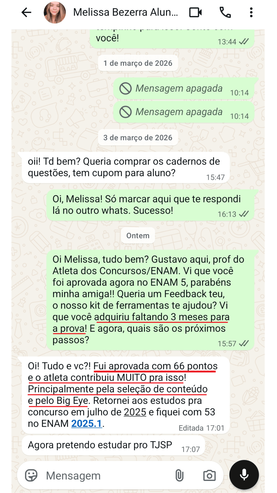 Depoimento Melissa Bezerra ENAM 5